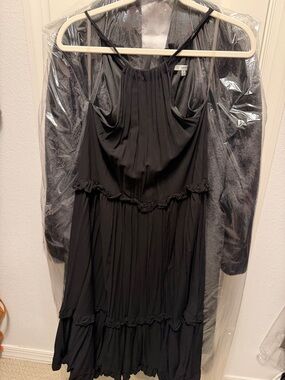JODIFL Black Strapless Ruffle Tiered Sundress